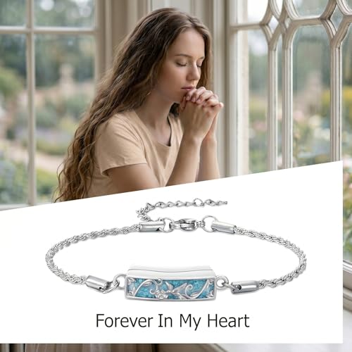 YYB Urn Bracelet for Ashes Hummingbird/Dragonfly/Butterfly/Sunflower Turquoise Locket Bracelet Cremation Memorial Jewelry Mothers Day Gifts for Women - color: Hummingbird