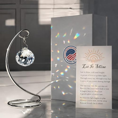 Sympathy Gift for Loss of Loved One, Memorial Crystal Suncatcher with Stand | Tabletop Rainbow Maker Bereavement Keepsake, Grief Condolence Remembrance Present for Mom Dad Husband Son Daughter, Boxed