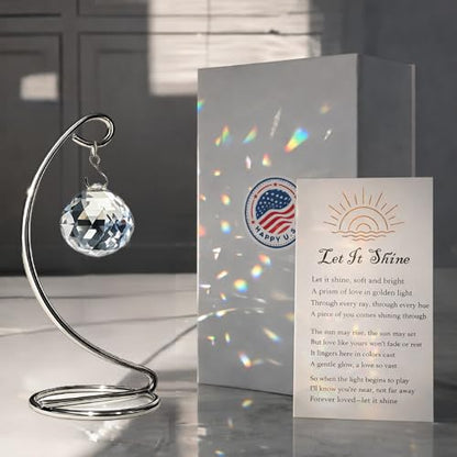Sympathy Gift for Loss of Loved One, Memorial Crystal Suncatcher with Stand | Tabletop Rainbow Maker Bereavement Keepsake, Grief Condolence Remembrance Present for Mom Dad Husband Son Daughter, Boxed