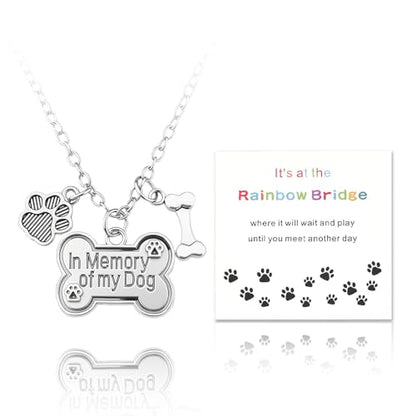 YangQian Sympathy Gift for Pet Owner Pet Memory Gifts for Dogs Cats Bereavement Gifts Paw Print Necklace Grieving Cat Dog Loss Gift - color: Dog Heaven Necklace