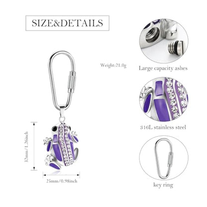 Frog Urn Necklace for Ashes Animals Cremation Jewelry Stainlee Steel Memorial Necklaces Keepsake Jewelry Ashe Holder Pendant for Human Ashes with Filling Kits - color: Purple-Keychain