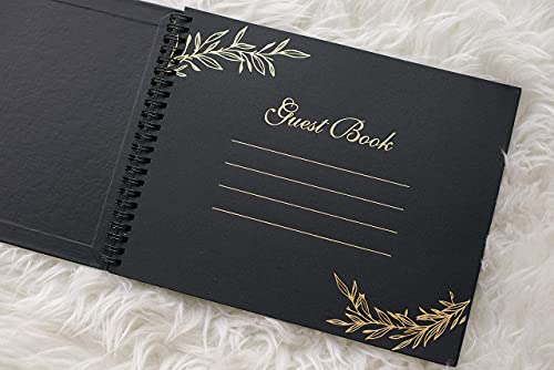 Paper 'n Such Graduation Party Black Guest Book with Blank Pages for Polaroid Pictures, Funeral, Wedding Reception, Birthday, Bridal or Baby Shower, Vacation House Guestbook -Spiral Hardcover