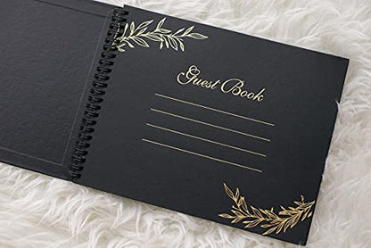 Paper 'n Such Graduation Party Black Guest Book with Blank Pages for Polaroid Pictures, Funeral, Wedding Reception, Birthday, Bridal or Baby Shower, Vacation House Guestbook -Spiral Hardcover