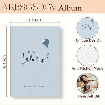 Baby Boy Photo Album 4x6 18 Pockets Photos, First Birthday Gifts for Boys, to My Little Boy Small Mini Photo Album Hold 36 Pictures Book for Baby Shower Newborn Family - color: Little Boy