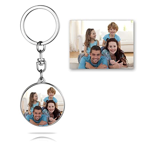 Custom Keychain with Picture, Llaveros Personalizados | Custom Text on Back, Keepsake Gift for Couples, Family, Friends, Anniversaries and Pet Memorials - color: Round