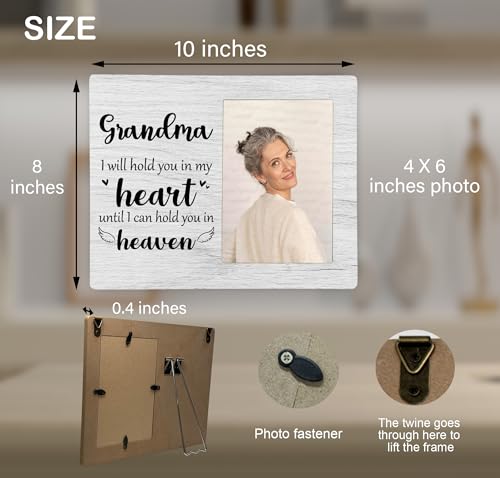 Grandma Memorial Picture Frame, I Will Hold You in My Heart Remembrance Wooden Photo Frame Gifts for Loss of Grandma, 4x6 inch Photo - style: Grandma Memorial Remembrance