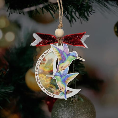 Memorial Christmas Ornament, Always in My Mind Hummingbird Suncatcher Ornaments, Bereavement Christmas Ornament Wooden - Acrylic, Sympathy Gifts for Loss of Loved One, in Loving Memorial Gifts (HL02) - style: HL02