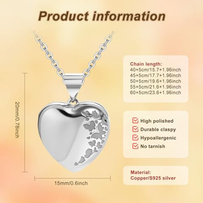 Heart Locket Necklace for Women Butterfly Necklace Holds Pictures Memorial Jewelry Birthday Mother's Day for Women - color: Custom Necklace