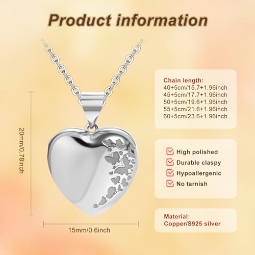 Heart Locket Necklace for Women Butterfly Necklace Holds Pictures Memorial Jewelry Birthday Mother's Day for Women - color: Custom Necklace