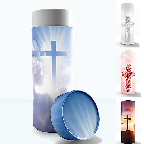 Heavenly Cross Scattering Tubes for Human Ashes TSA Approved Scattering Urn and Eco-Friendly Biodegradable Urns for Human Ashes & Biodegradable Urn for Burial at Sea - color: Heavenly Cross, size: Large 12"x5"