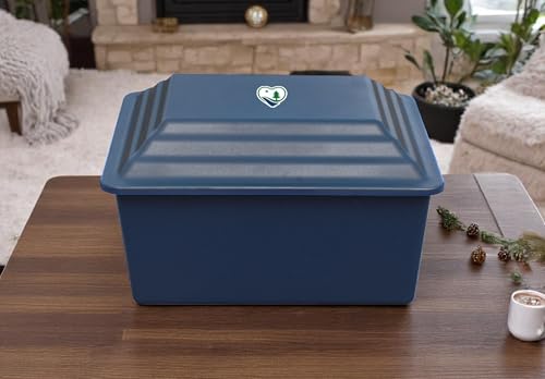 LegacyGuard Durable Polymer Burial Urn Vault for One Cremation Urn - Ground Burial Protection - Gray, Navy Blue, Green, and White - Made in the United States (Navy) - color: Navy