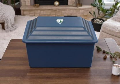 LegacyGuard Durable Polymer Burial Urn Vault for One Cremation Urn - Ground Burial Protection - Gray, Navy Blue, Green, and White - Made in the United States (Navy) - color: Navy