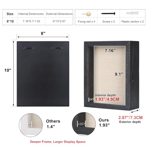 Love-KANKEI Deep Shadow Box 8x10,Solid Wood Frame,Memory Box,Rustic Black - color: Black, size: 8 x 10