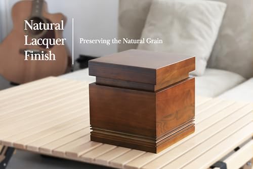 Handcrafted Walnut Wooden Urn for Human Ashes Adult, Walnut Wooden Decorative Urn for Adult Ashes Male & Female, Up to 220 Lbs