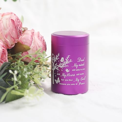 3 Inch Small Urn for Human Ashes Aluminum Mini Cremation Small Keepsake Urn for Sharing Ashes Mini Urn-Dad Purple - size: Purple-Dad