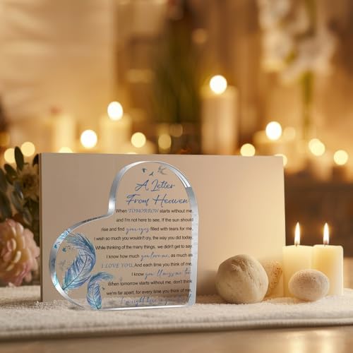 Bereavement Acrylic Sign Gifts for Women, Sympathy Gifts for Loss of Loved One Remembrance Decor, A Letter from Heaven Memorial Table Decor Gifts