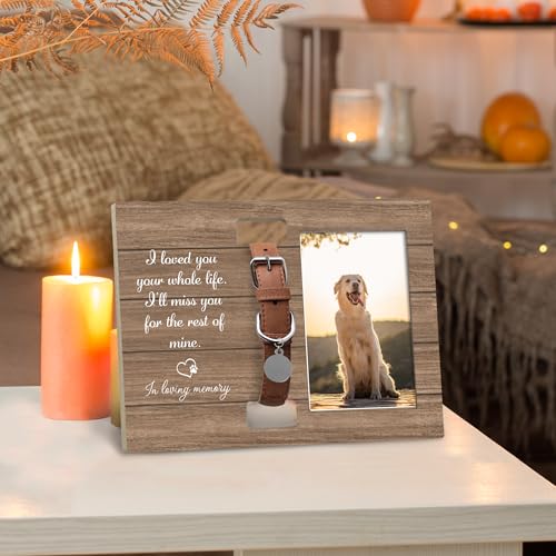 Pet Dog Memorial Loss Sympathy Gifts Gift, Pet Cat Dog Memorial Picture Frame with Collar Holder, I Loved You Your Whole Life I'll Miss You for The Rest of Mine Picture Photo Frames,4x6 Photo - color: brown