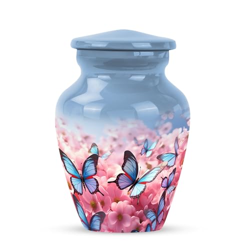 Pink Butterfly Mini Urns for Human Ashes Adult -Cremation for Ashes Adult Man - color: Pink Butetrfly Ashes