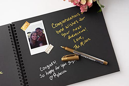 Paper 'n Such Graduation Party Black Guest Book with Blank Pages for Polaroid Pictures, Funeral, Wedding Reception, Birthday, Bridal or Baby Shower, Vacation House Guestbook -Spiral Hardcover