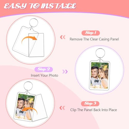 2 x 3 Inch Picture Frame Keychain,Blank Acrylic Photo Insert Keychain with Split Key Rings Clear Rectangle Pendant Picture Frames for Family,DIY Projects & Craft(Fit 1.73 × 2.75inch Pic）-40 PCS