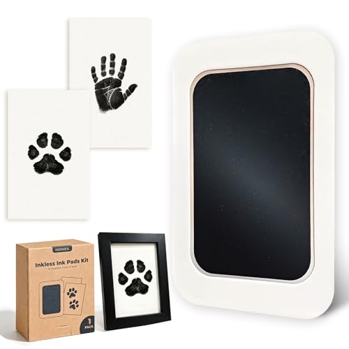 Inkless Paw Print Kit for Dogs, Cats & Babies-Clean Touch Mess-Free Paw & Handprint Impression Keepsake-Memorial Gifts for Pet Lovers & New Moms-1 Inkless Pad&Black Wooden Frame - color: Black Frame，1-Pack