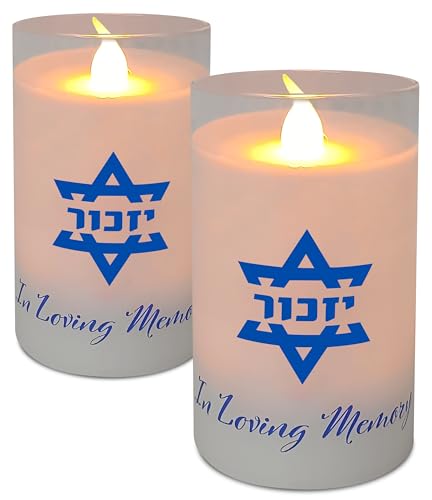 Ner Mitzvah Electric Yahrzeit Candle - LED Votive Candles - Flameless Memorial Candle - 2 Pack - size: 2-Pack
