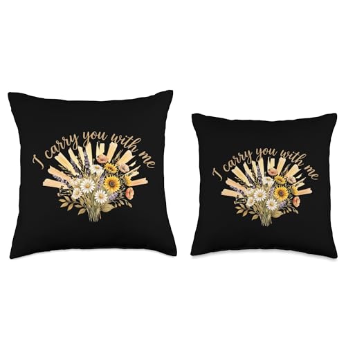 I Carry You with Me Wildflower Memorial Throw Pillow - size: 16x16