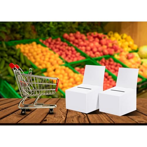 12 Pcs Modern White Raffle Boxes, 6.5 x 4.5 x 4.5 Inch, Cardboard, Collapsible, For Charity - color: White, size: 12 PCS