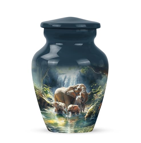 Elephant Family Burial Urns for Human Ashes Adult Man, Blue Keepsake Urn | Mini Cremation Urn Ashes for Women , Memorial Urns for Adult Female 3 Inch - color: Elephant-1, size: 3 Inch Keepsake