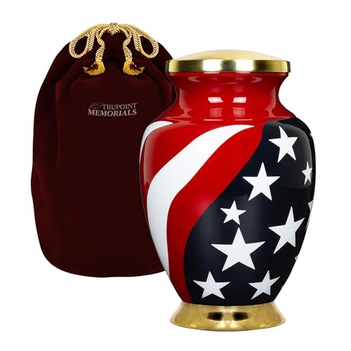Trupoint Memorials Cremation Urns for Human Ashes, Military and Patriotic Decorative Burial Urn for Veteran Adult Men and Women, Large Red - color: Red Usa Flag, size: Adult