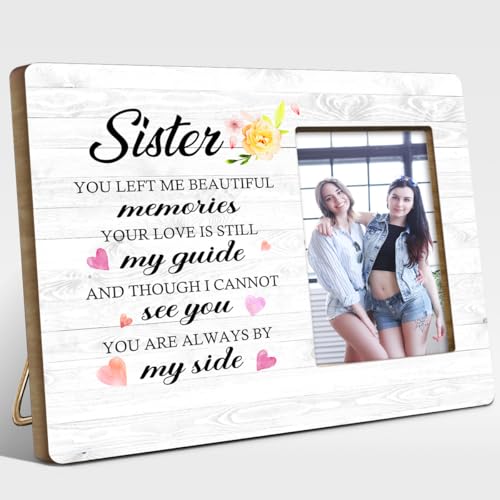 Sister You Left Me Beautiful Memories Wood Picture Frame,Memorial Sympathy Gifts for Loss of Loved One,Memorial Gift for Loss of Sister,Sympathy Gifts for Loss of Bff - style: YOU LEFT ME