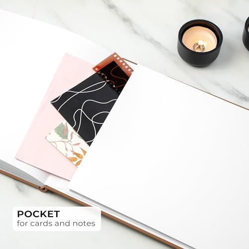 Clever Fox Funeral Guest Book for Memorial Service w/Address, Brown | 10x7 in, 120 pages, Eco leather hardcover, Personalized celebration of life guestbook, Memory book & condolence register - color: Brown