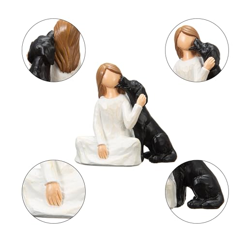 Angel of Friendship Dog Memorial Gifts, Hand-Painted Angel Figurine Statue,Pet Loss Sympathy Gift for Loving Pets and Dogs Lovers（Black Dog） - color: Black Dog