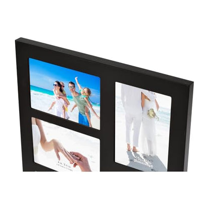 Hand-Painted Black Wood Multi Collage Frame, 5 Openings for 4x6 - color: Black-5, size: 5 4X6