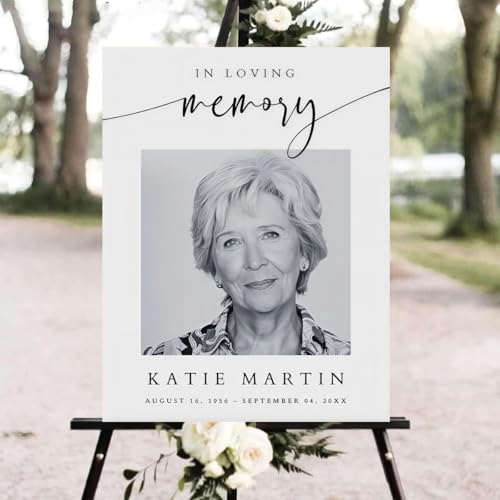 Modern Minimalist Celebration of Life Sign, Funeral Welcome Sign with Photo, In Loving Memory - color: Version #24
