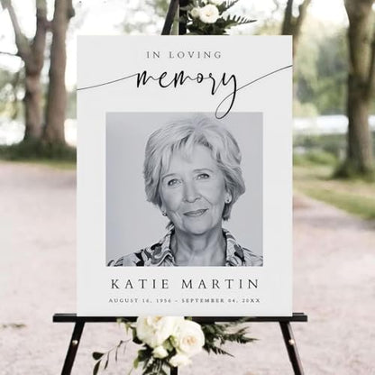 Modern Minimalist Celebration of Life Sign, Funeral Welcome Sign with Photo, In Loving Memory - color: Version #24