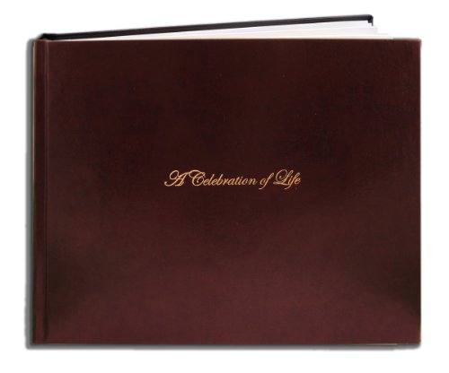 Funeral Guest Book, Burgundy Hardbound, 48 Pages | A Celebration of Life Bonded Leather Memorial Guest Book, 8.875" x 7" - Made in USA - color: Burgundy