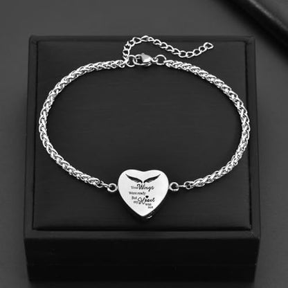 RIPFEVURN Heart Cremation Jewelry Urn Bracelet for Ashes for Women Memorial Ashes Keepsake Link Bracelet - color: 1pc-your wings