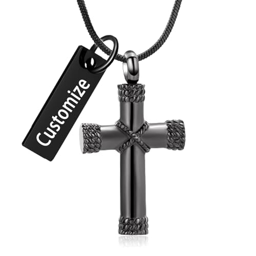 Minicremation Rope Winding Cross Cremation Ashes Urn Pendant Necklace Memorial Keepsake Jewelry Lord’s Prayer Cross Ashes Necklaces - color: Customize