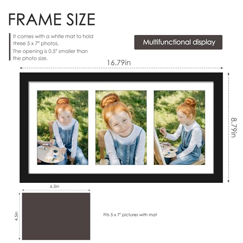 DUENPY 4 Pack 8x16 Collage Frame For 3 5x7 Photos Black - color: Black, size: 8x16（5x7 opening）-4 Pack