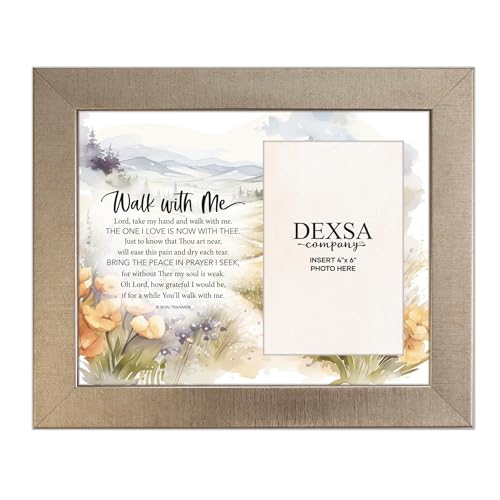 Walk With Me Bereavement Photo Frame 10"x12" - Classic Tabletop Decoration | Holds a 4"x6" Picture | Metal Hanger and Easel on Back | Christian Family Religious Verse Saying Quote