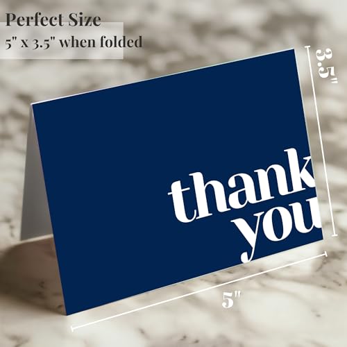 Paper Play Thank You Cards Bulk Pack of 40 Blue, 5x3.5 Inches with Matching Stickers & Envelopes, Minimalistic Design Suitable for Business, Baby Shower, Wedding, Small Business, Graduation, Funeral | 5 x 3.5", Matching Stickers, Suitable for Business, Ba