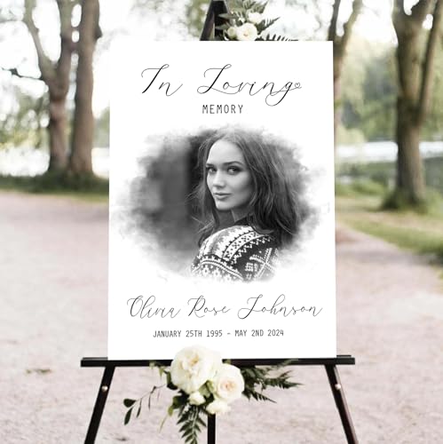 Customized Watercolor Black & White In Loving Memory Welcome Sign, Memorial Sign, Celebration Of Life Decoration Yard Sign, Outdoor Memorial Garden Decor, Memorial Decorations - color: Color 11