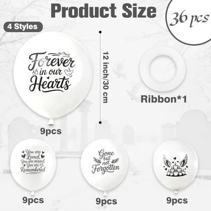 36 PCS Peace Funeral Memorial Balloons Remembrance Balloons Release in Sky | Celebration of Life Favors White Pigeon Balloon Ceremonies Anniversary Wedding Party Decoration Supplies in Heaven for Death