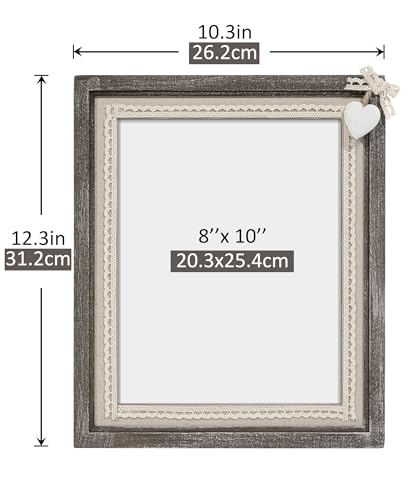 Sapowerntus 8x10 Rustic Picture Frames Wooden Farmhouse Heart Photo Frame - size: 8x10 in (single)