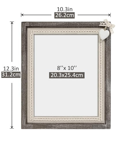 Sapowerntus 8x10 Rustic Picture Frames Wooden Farmhouse Heart Photo Frame - size: 8x10 in (single)