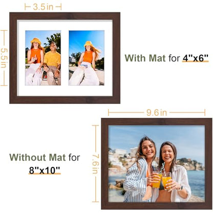 Vittanly 8x10 Collage Picture Frame, Displays 2Pcs 4x6 Pictures, Brown - color: Brown, size: 8x10
