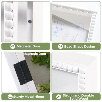 Muzilife 16x20 Shadow Box Pine Wood with Unique Bead Door, 3.18 Deep, White - color: White-bead Shape, size: 16"x20"