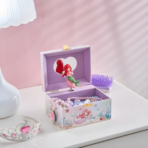 ProCase Musical Mermaid Jewelry Box for Girls, Mermaid (Box with Jewelry) | Kids Small Music Jewellery Boxes with Spinning Doll, Birthday Gift for Little Girl Children Toddler Ages 3 4 5 6 7 8 Year Old - color: Mermaid (Box with Jewelry)