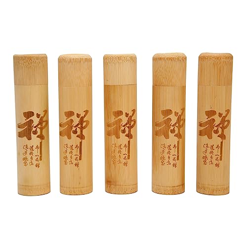 AYNEFY 5pcs Strong Leakproof Bamboo Scattering Urns for Ashes Resting Place, Carved Pattern Containers for Scattering Tubes, AYNEFYg4da1uni3b